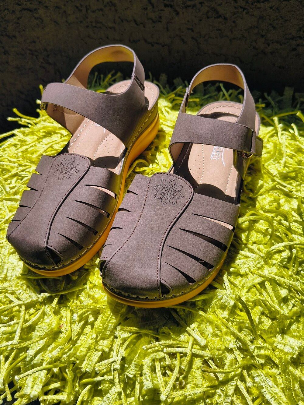 Bohemian Women's Taupe Slingback Closed Toe Flat Sandals